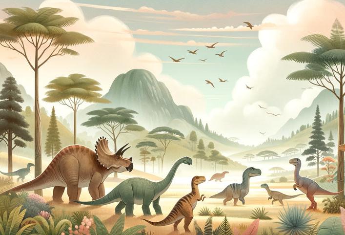 Papier peint dinosaure paysage préhistorique