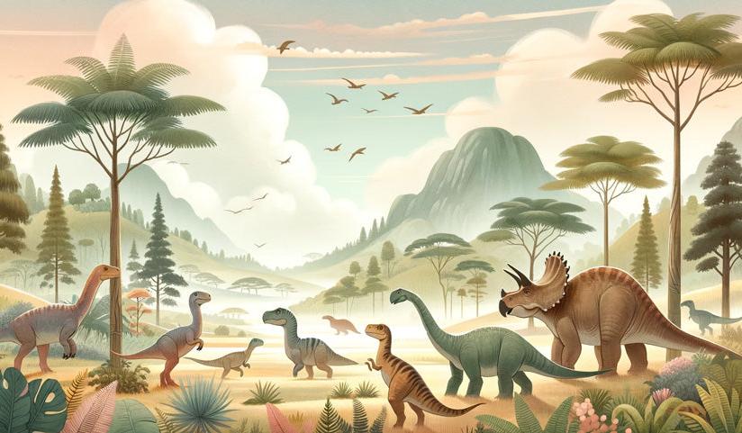 Papier peint dinosaure paysage préhistorique