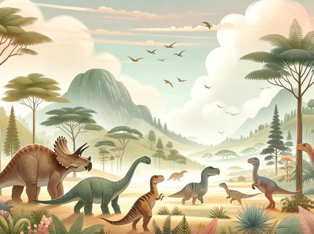 Papier peint dinosaure paysage préhistorique