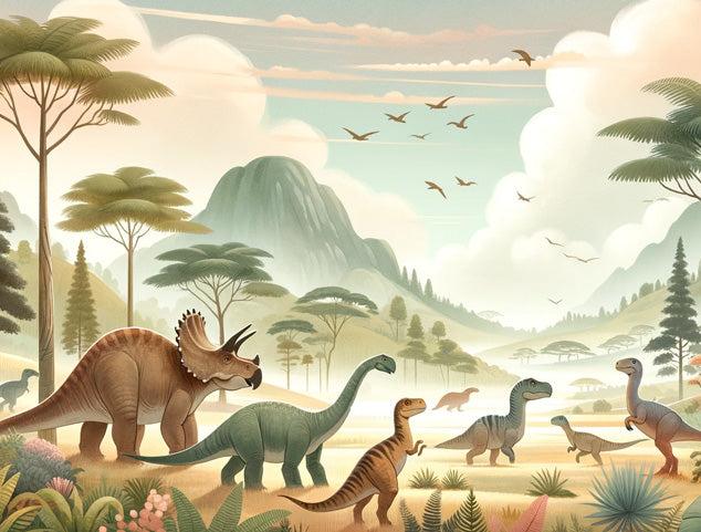 Papier peint dinosaure paysage préhistorique