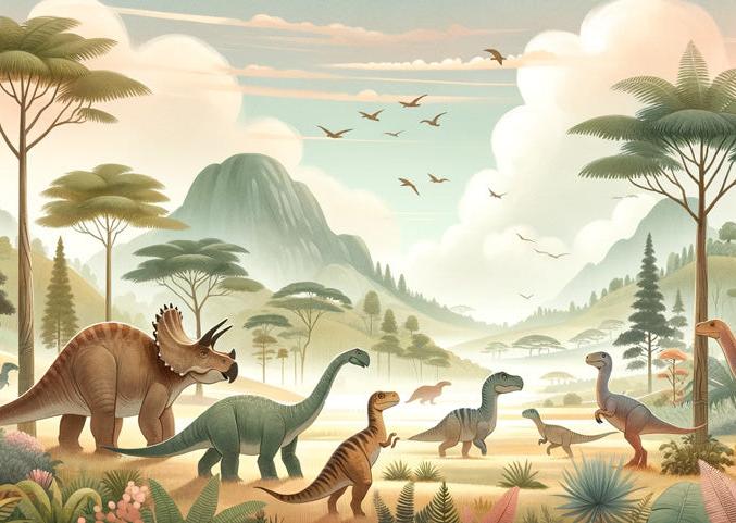 Papier peint dinosaure paysage préhistorique
