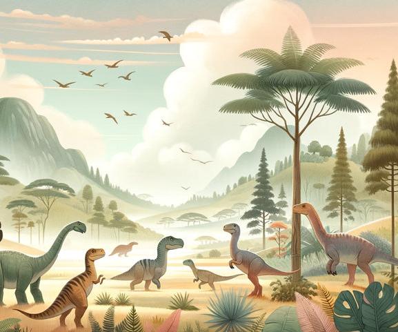 Papier peint dinosaure paysage préhistorique