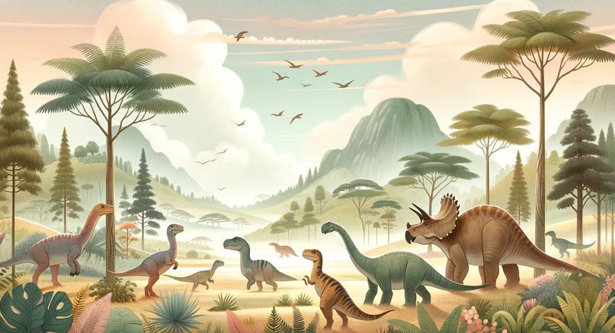 Papier peint dinosaure paysage préhistorique