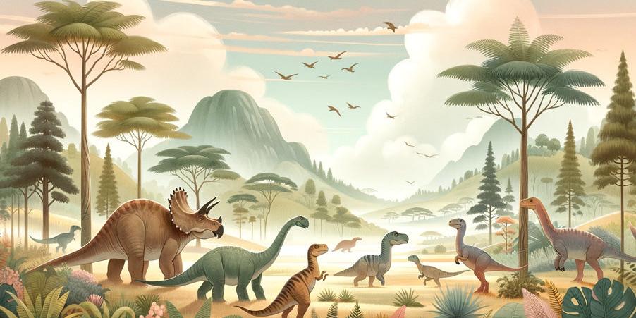 Papier peint dinosaure paysage préhistorique