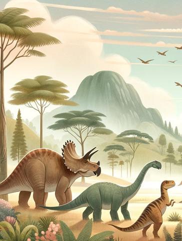 Papier peint dinosaure paysage préhistorique