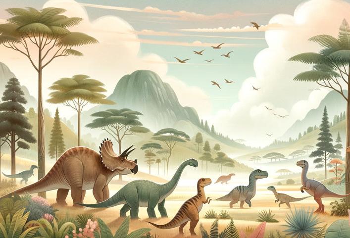 Papier peint dinosaure paysage préhistorique