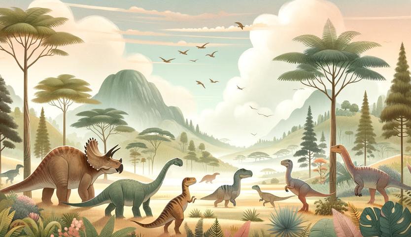 Papier peint dinosaure paysage préhistorique