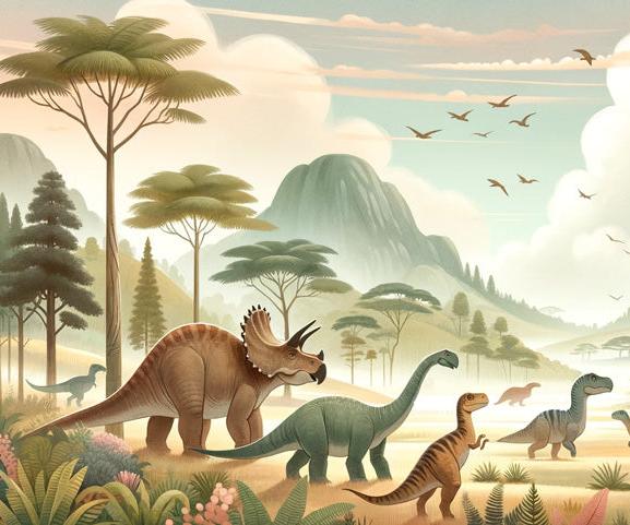 Papier peint dinosaure paysage préhistorique