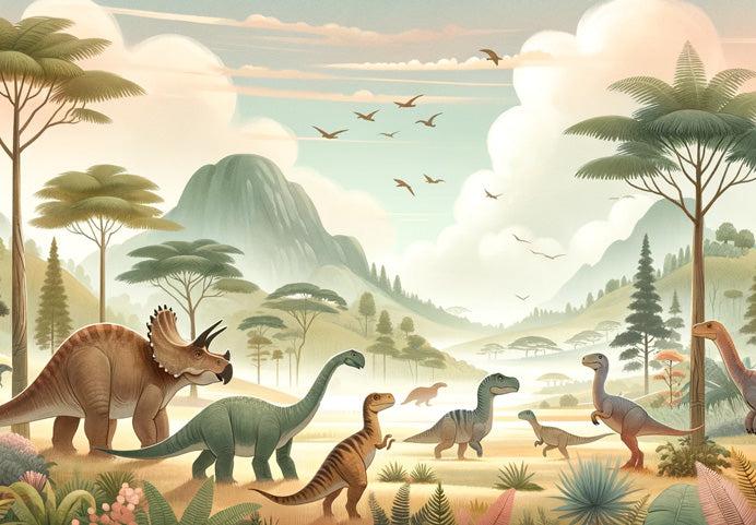 Papier peint dinosaure paysage préhistorique
