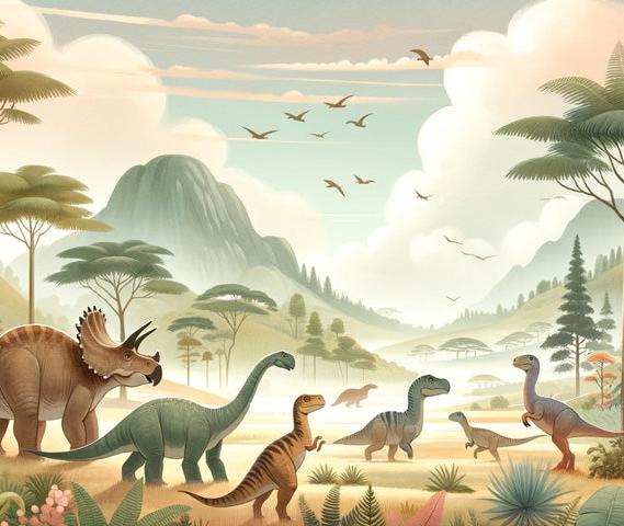Papier peint dinosaure paysage préhistorique