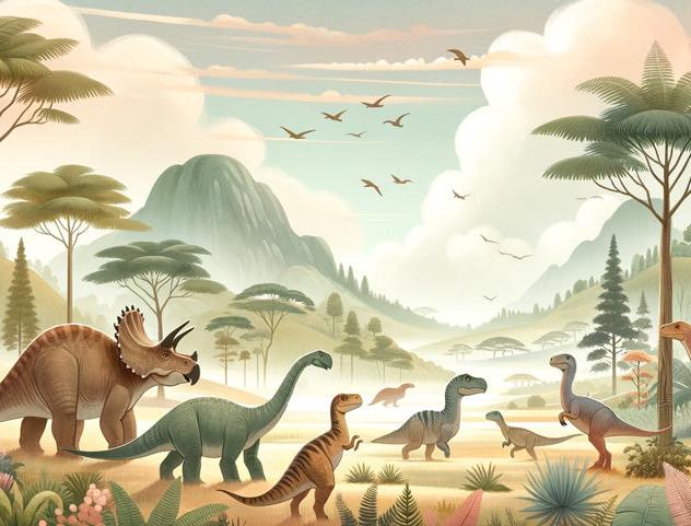Papier peint dinosaure paysage préhistorique