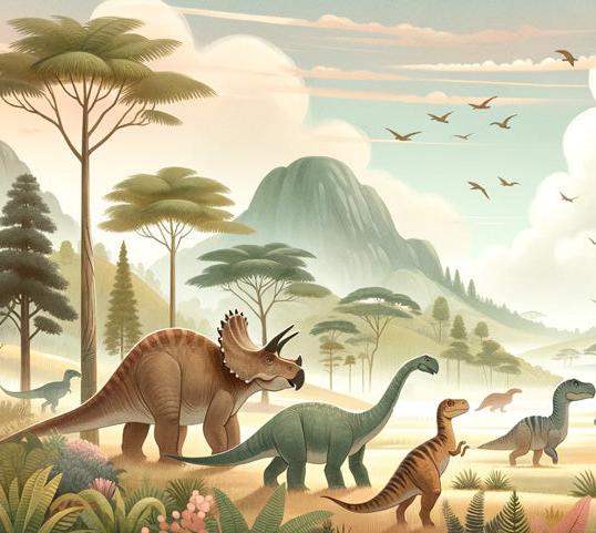 Papier peint dinosaure paysage préhistorique
