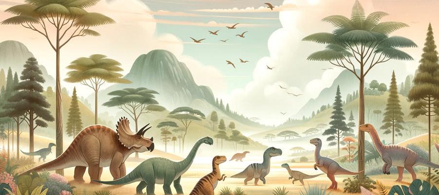 Papier peint dinosaure paysage préhistorique