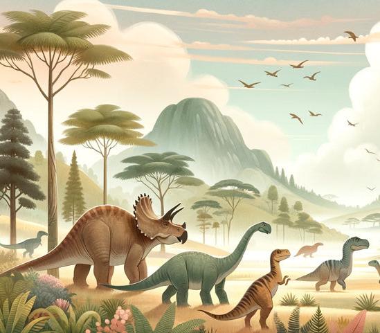 Papier peint dinosaure paysage préhistorique