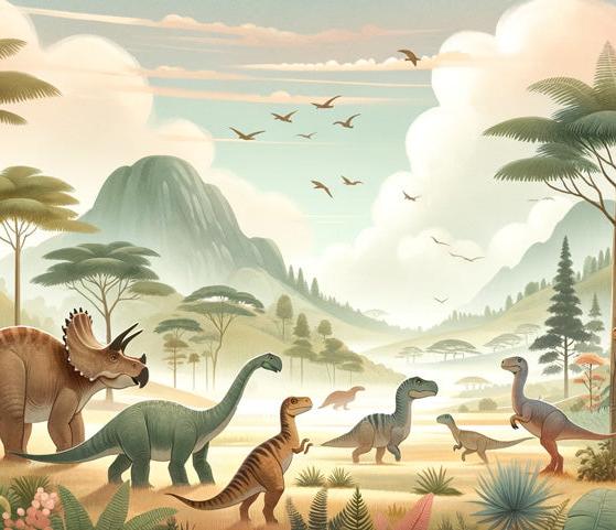 Papier peint dinosaure paysage préhistorique
