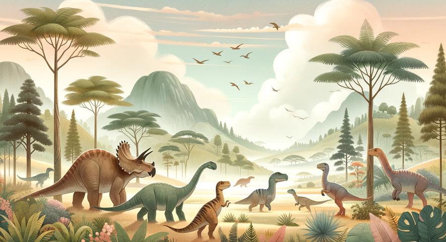 Papier peint dinosaure paysage préhistorique
