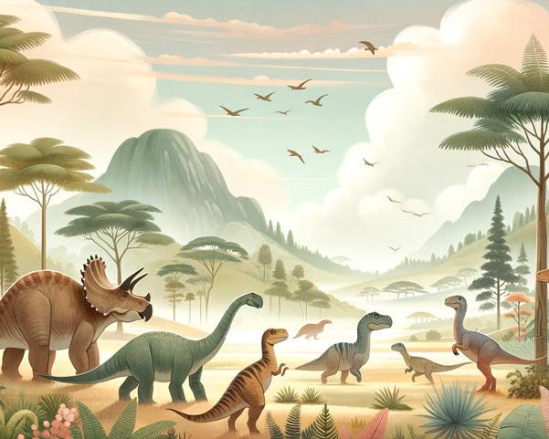 Papier peint dinosaure paysage préhistorique