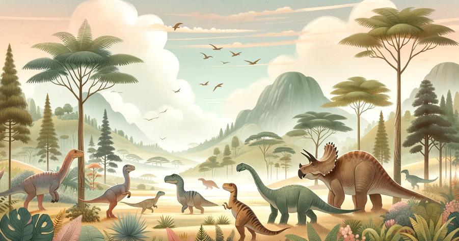 Papier peint dinosaure paysage préhistorique