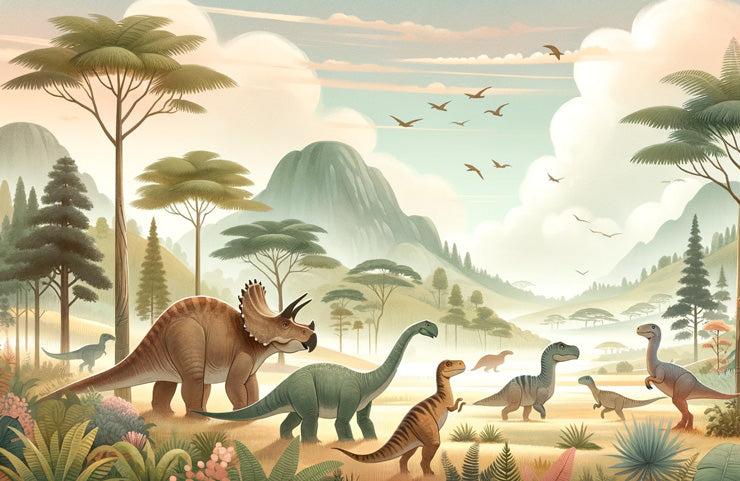 Papier peint dinosaure paysage préhistorique