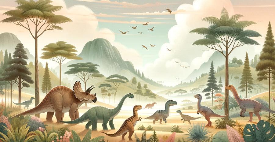 Papier peint dinosaure paysage préhistorique