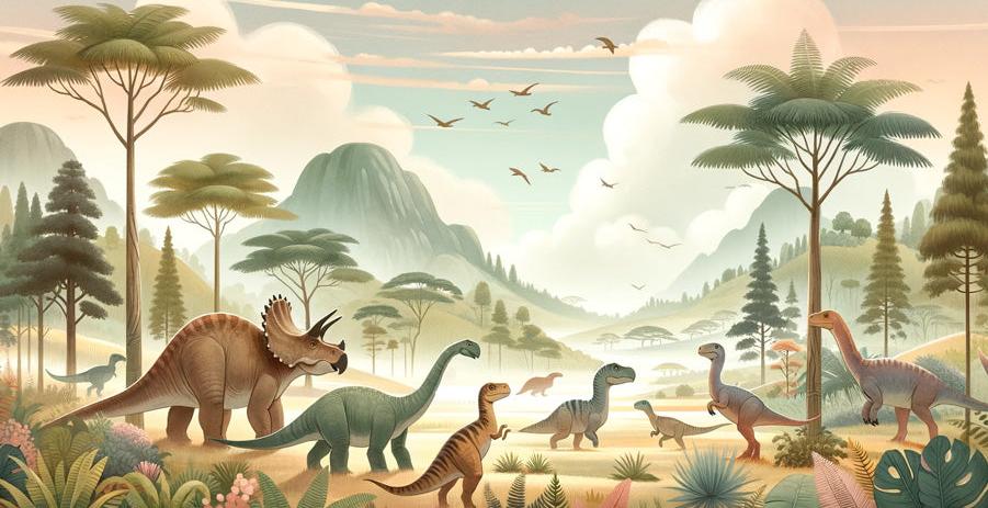 Papier peint dinosaure paysage préhistorique