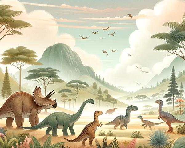 Papier peint dinosaure paysage préhistorique