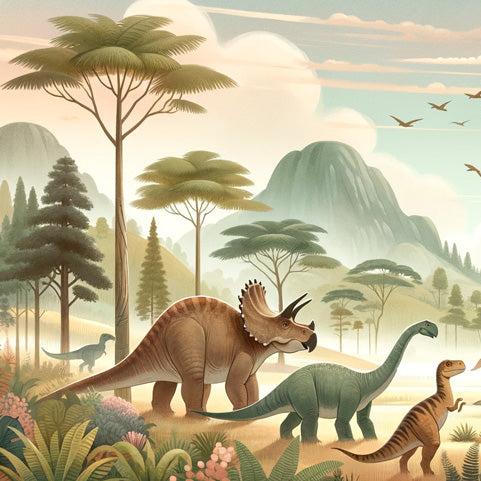 Papier peint dinosaure paysage préhistorique