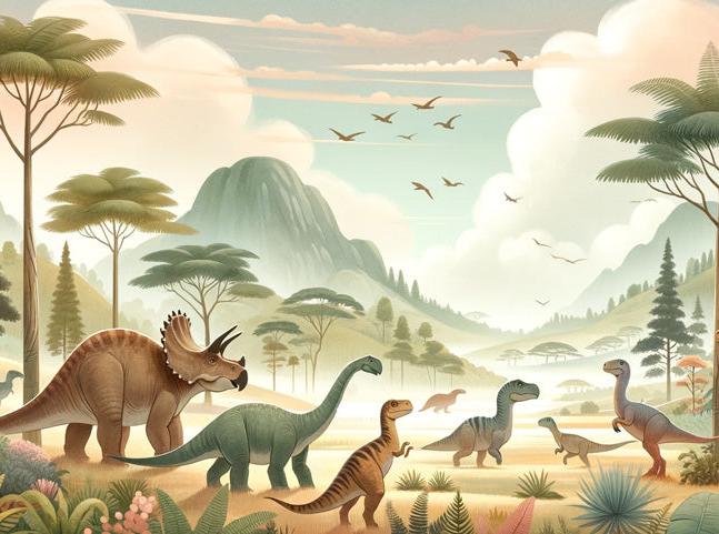 Papier peint dinosaure paysage préhistorique