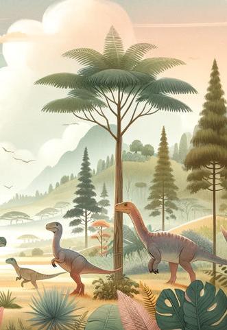 Papier peint dinosaure paysage préhistorique
