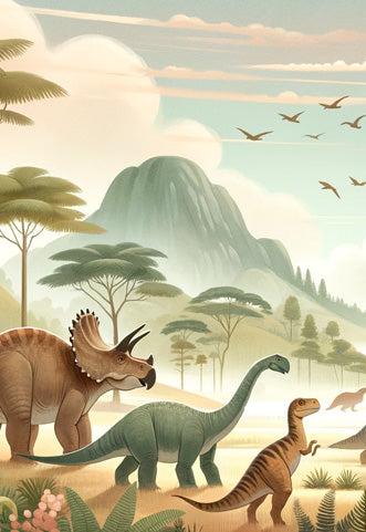Papier peint dinosaure paysage préhistorique