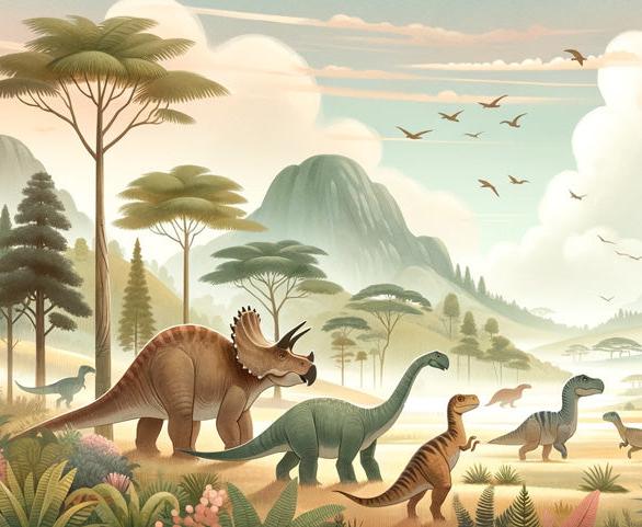 Papier peint dinosaure paysage préhistorique