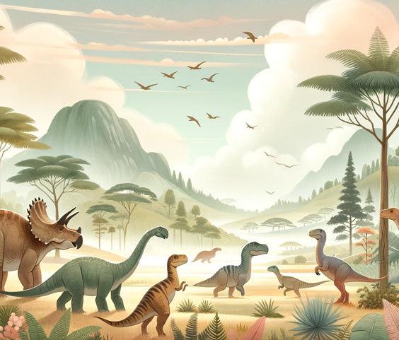 Papier peint dinosaure paysage préhistorique