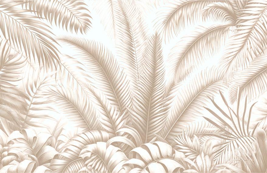 Papier peint feuillage beige jungle de feuilles