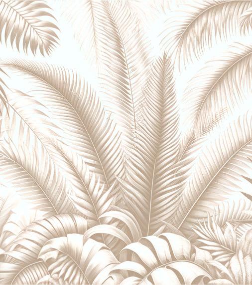 Papier peint feuillage beige jungle de feuilles