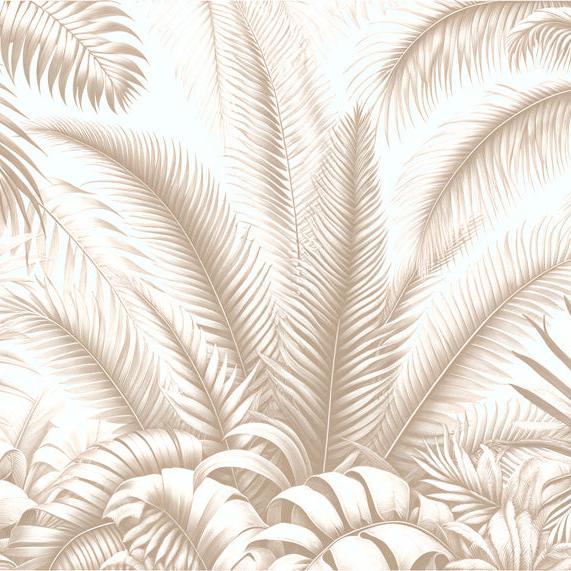 Papier peint feuillage beige jungle de feuilles