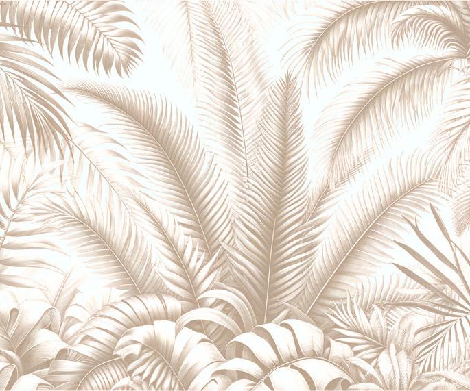 Papier peint feuillage beige jungle de feuilles