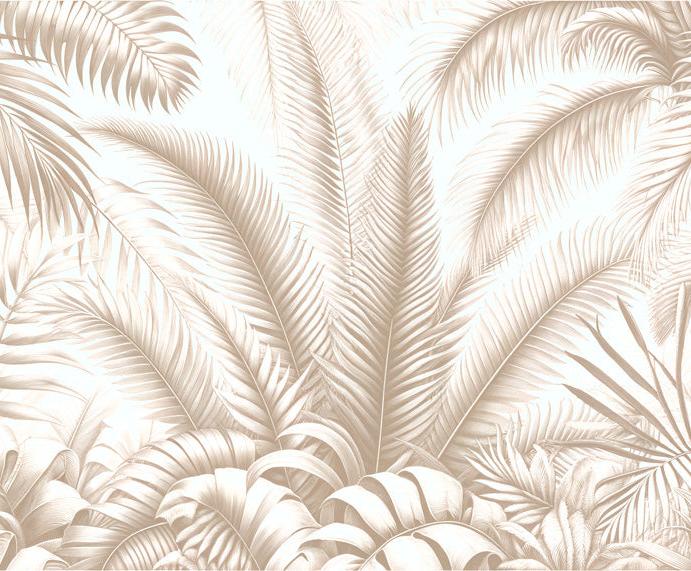 Papier peint feuillage beige jungle de feuilles