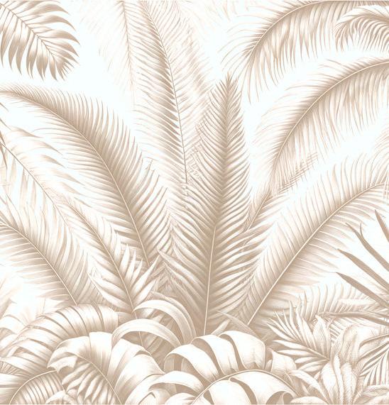 Papier peint feuillage beige jungle de feuilles