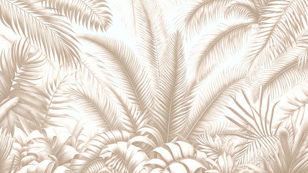 Papier peint feuillage beige jungle de feuilles
