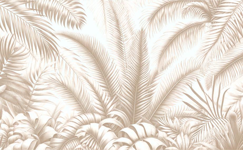 Papier peint feuillage beige jungle de feuilles