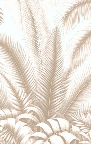 Papier peint feuillage beige jungle de feuilles