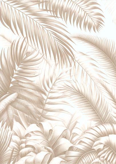 Papier peint feuillage beige jungle de feuilles