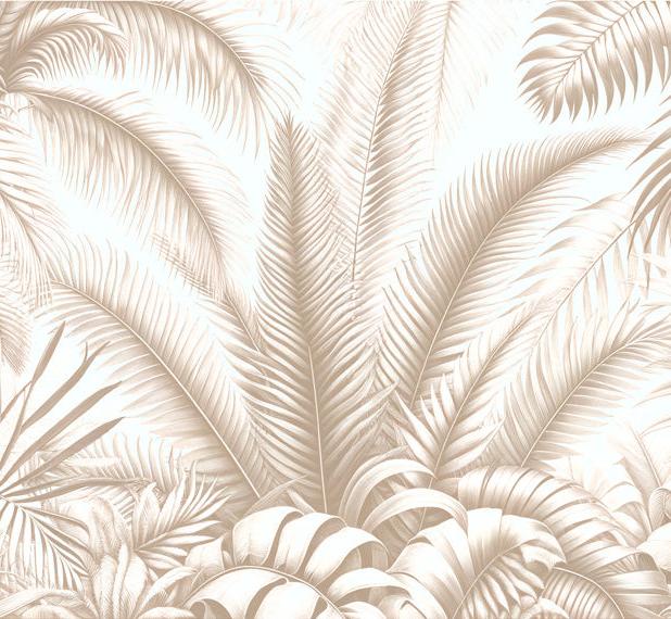 Papier peint feuillage beige jungle de feuilles