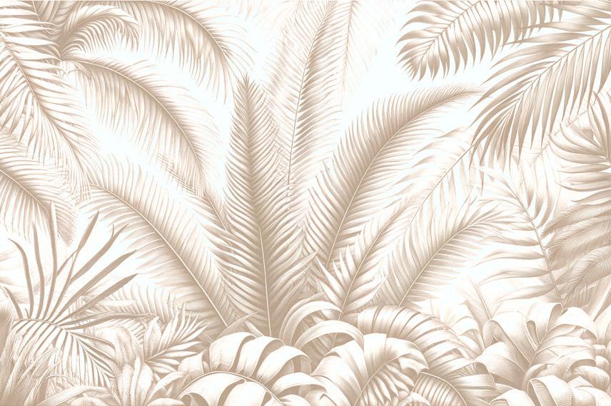 Papier peint feuillage beige jungle de feuilles