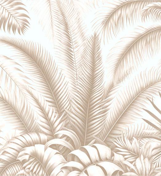 Papier peint feuillage beige jungle de feuilles