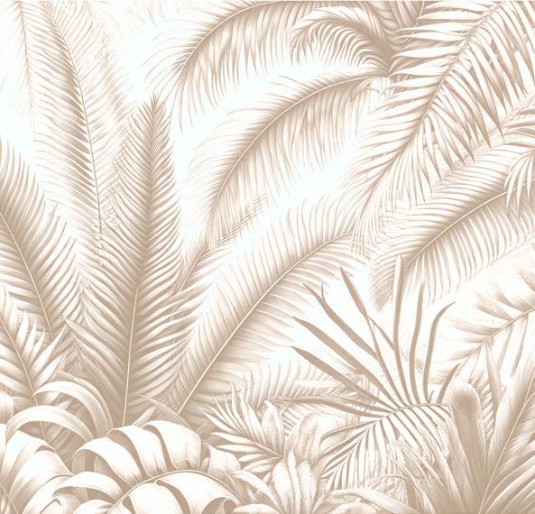 Papier peint feuillage beige jungle de feuilles