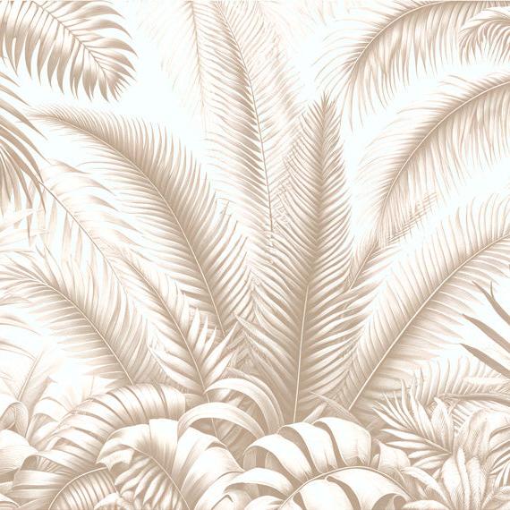 Papier peint feuillage beige jungle de feuilles