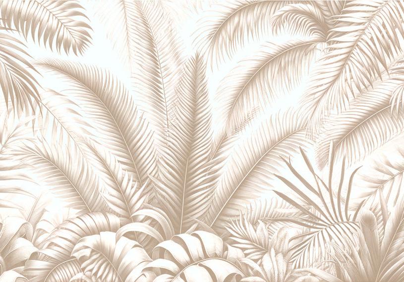 Papier peint feuillage beige jungle de feuilles