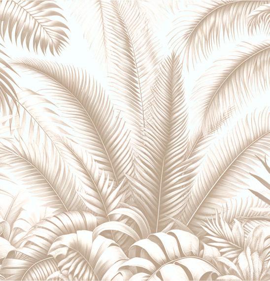 Papier peint feuillage beige jungle de feuilles