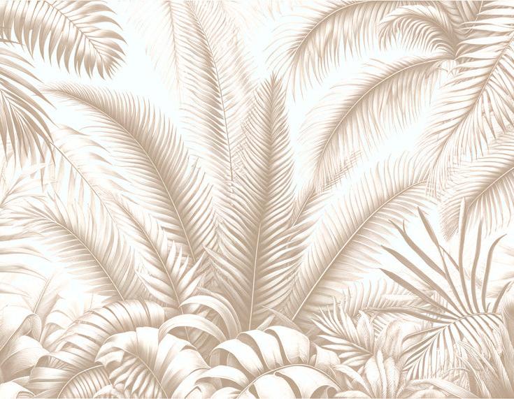 Papier peint feuillage beige jungle de feuilles